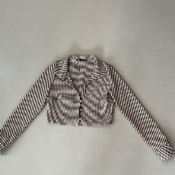 ZARA Houndstooth Crop Top - Picture 12 of 14